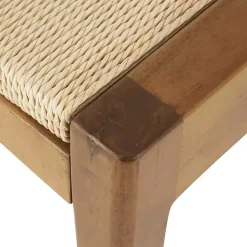 Kirklands Home Woven Rope and Birch Wood Stool Ottoman Brown Outlet