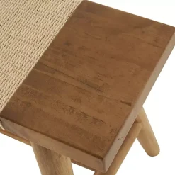 Kirklands Home Woven Rope Narrow Wood Bench Tan Clearance