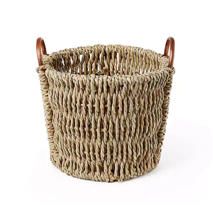 Baskets & Boxes>Kirklands Home Woven Seagrass and Rat Baskets, Set of 2 Tan