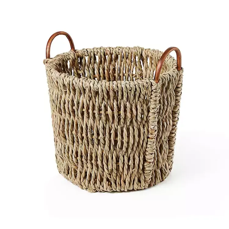 Baskets & Boxes>Kirklands Home Woven Seagrass and Rat Baskets, Set of 2 Tan