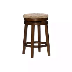 Kirklands Home Woven Seagrass Walnut Wood Swivel Counter Stool Tan Online