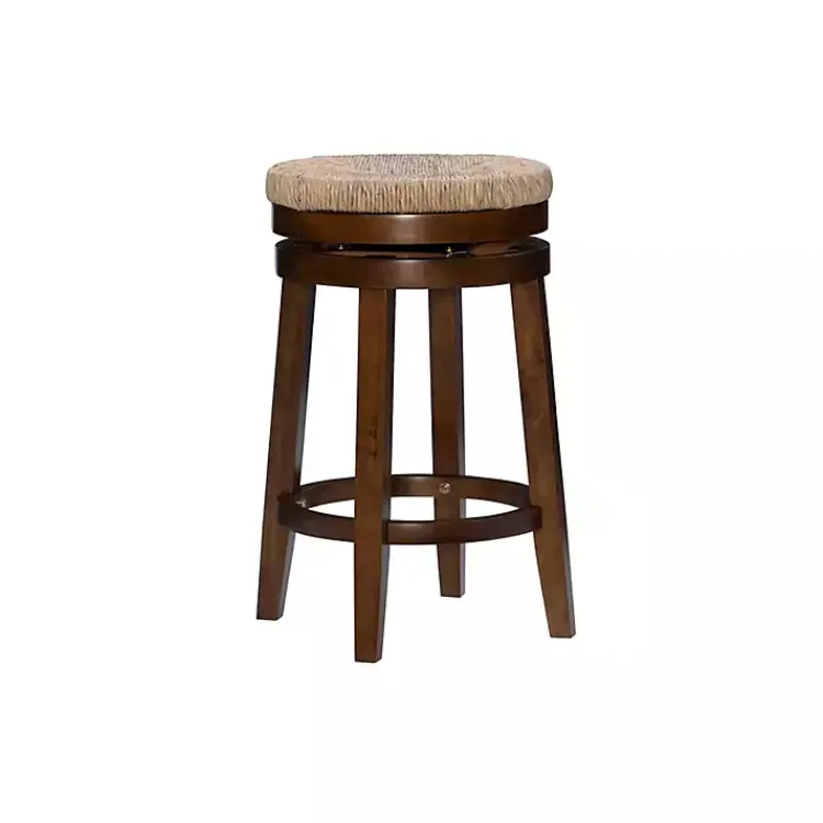 Kirklands Home Woven Seagrass Walnut Wood Swivel Counter Stool Tan Online
