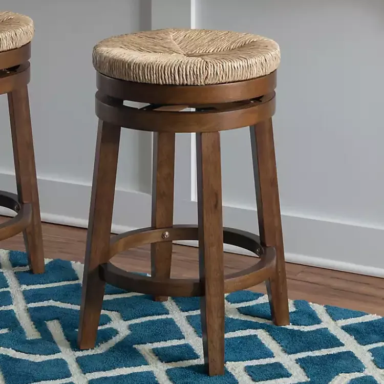 Kirklands Home Woven Seagrass Walnut Wood Swivel Counter Stool Tan Online