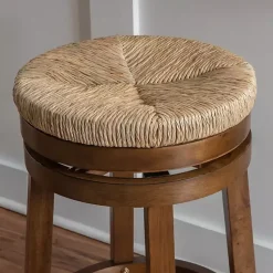 Kirklands Home Woven Seagrass Walnut Wood Swivel Counter Stool Tan Online