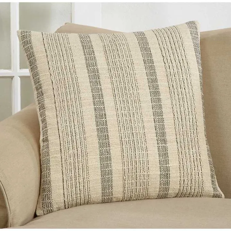 Pillows>Kirklands Home Woven Stripe Throw Pillow Tan