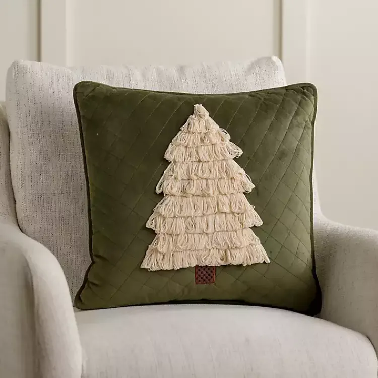 Pillows>Kirklands Home Yarn Fringe Christmas Tree Pillow