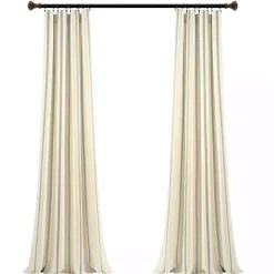 Kirklands Home Yellow & Gray Farmhouse Curtain Panel Set, 95 in. New