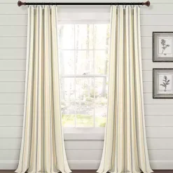 Kirklands Home Yellow & Gray Farmhouse Curtain Panel Set, 95 in. New
