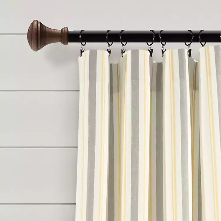 Kirklands Home Yellow & Gray Farmhouse Curtain Panel Set, 95 in. New