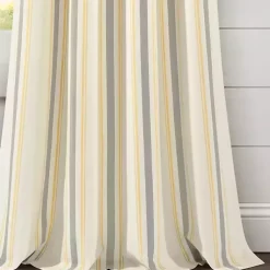 Kirklands Home Yellow & Gray Farmhouse Curtain Panel Set, 95 in. New