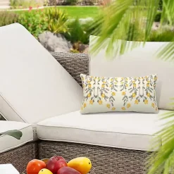 Kirklands Home Yellow & Gray Floral Outdoor Pillow Outlet