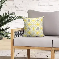 Kirklands Home Yellow & Gray Geometric Flowers Outdoor Pillow Online