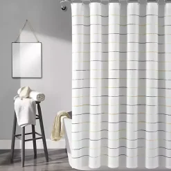 Kirklands Home Yellow and Gray Ombre Stripe Shower Curtain Clearance
