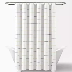 Kirklands Home Yellow and Gray Ombre Stripe Shower Curtain Clearance