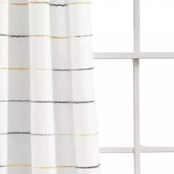 Kirklands Home Yellow and Gray Stripe Curtain Panel Set, 84 in.