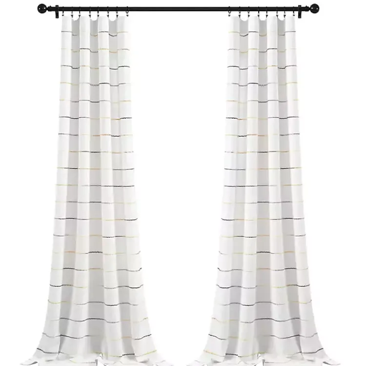 Kirklands Home Yellow and Gray Stripe Curtain Panel Set, 84 in.