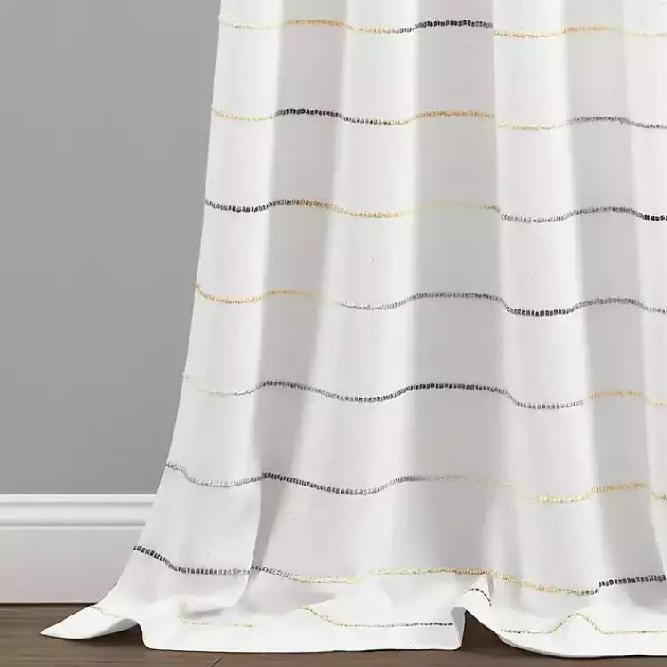 Kirklands Home Yellow and Gray Stripe Curtain Panel Set, 95 in. Online