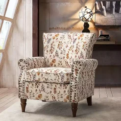 Kirklands Home Yellow and Orange Leaf Upholstered Accent Chair Discount