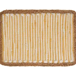 Kirklands Home Yellow and White Striped Placemats, Set of 4 Outlet