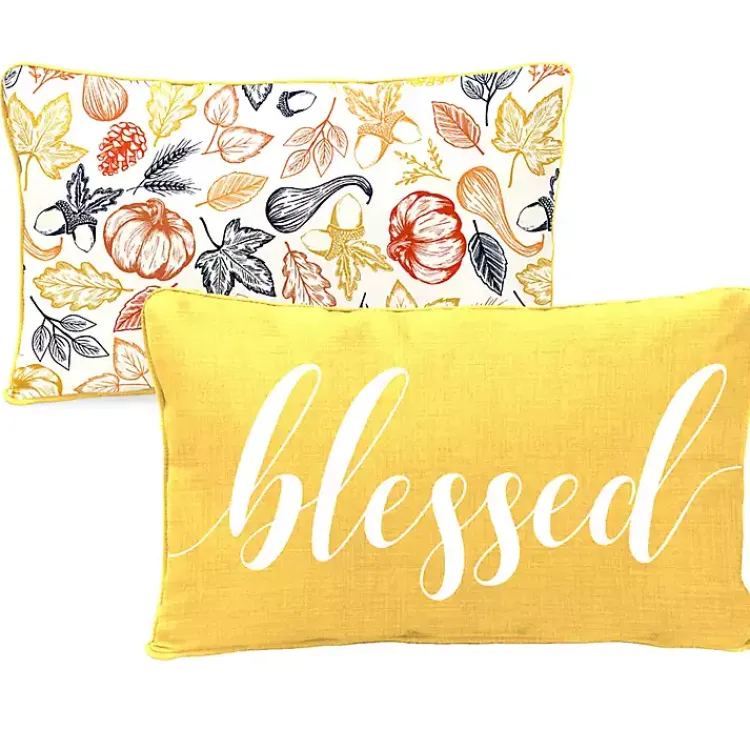 Kirklands Home Yellow Blessed Outdoor Lumbar Pillow