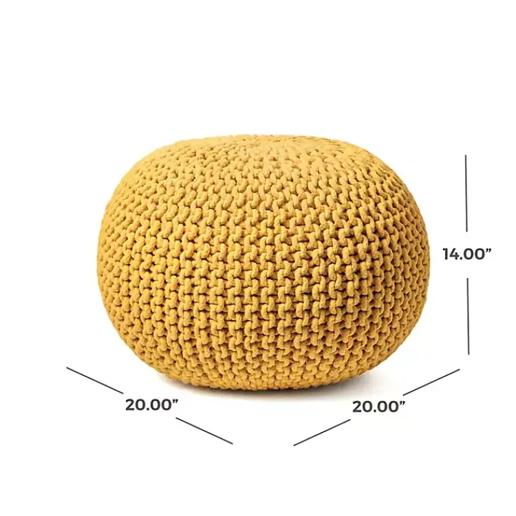 Poufs & Floor Cushions>Kirklands Home Chain Knitted Round Pouf Yellow