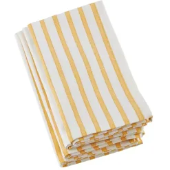 Kirklands Home Yellow Cheerful Striped Cotton Napkins, Set of 4 Discount