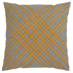 Pillows>Kirklands Home Yellow Crosshatch Stitch Cotton Throw Pillow