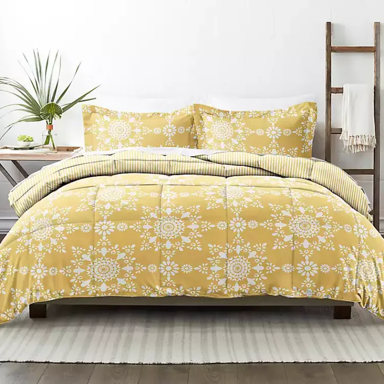 Kirklands Home Daisy Medallion Queen 3-pc. Comforter Set Yellow Discount