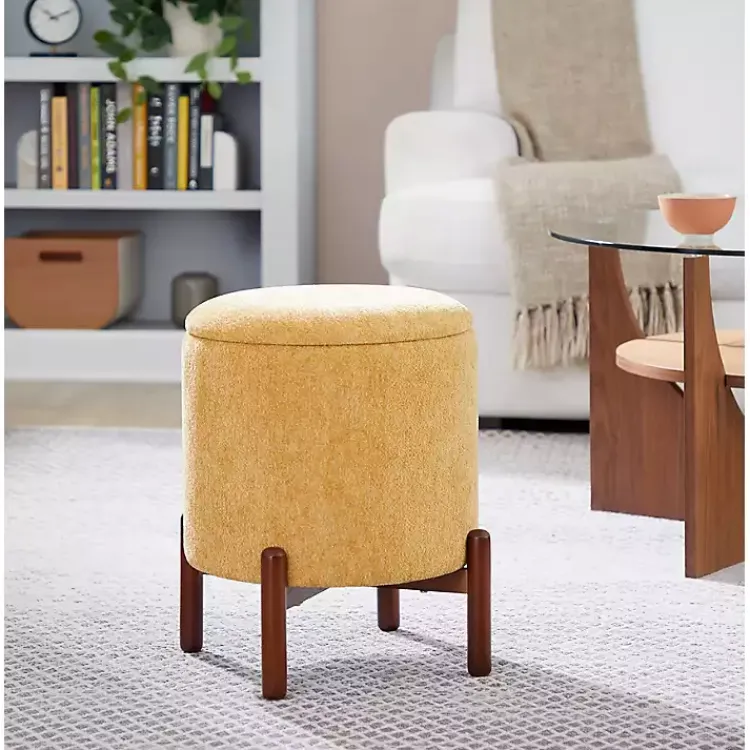 Kirklands Home Daniella Storage Ottoman Yellow Hot