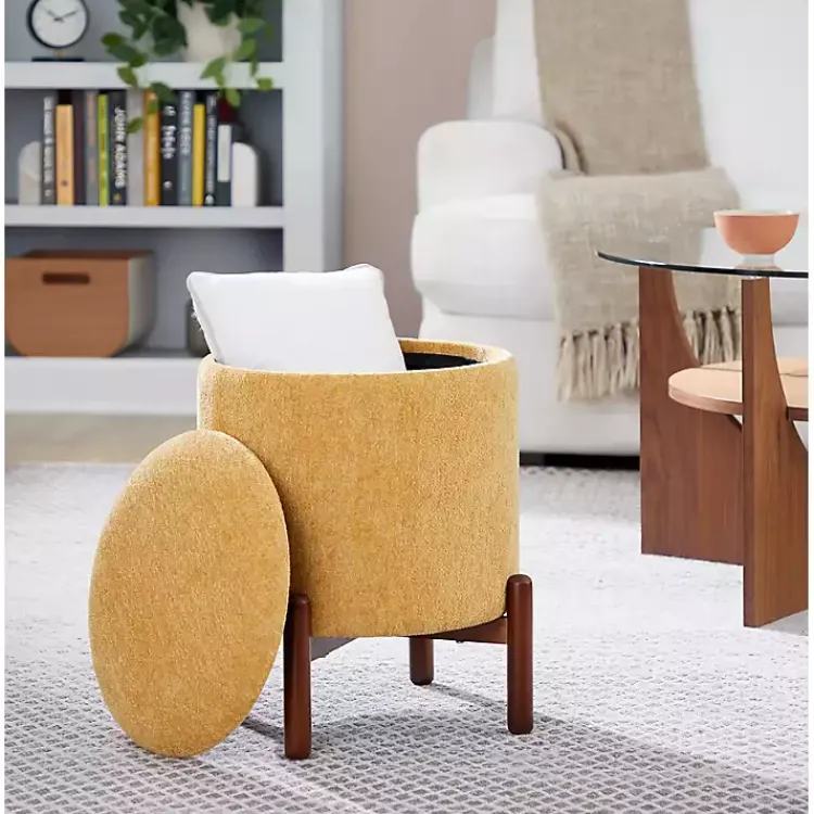 Kirklands Home Daniella Storage Ottoman Yellow Hot