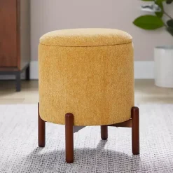 Kirklands Home Daniella Storage Ottoman Yellow Hot