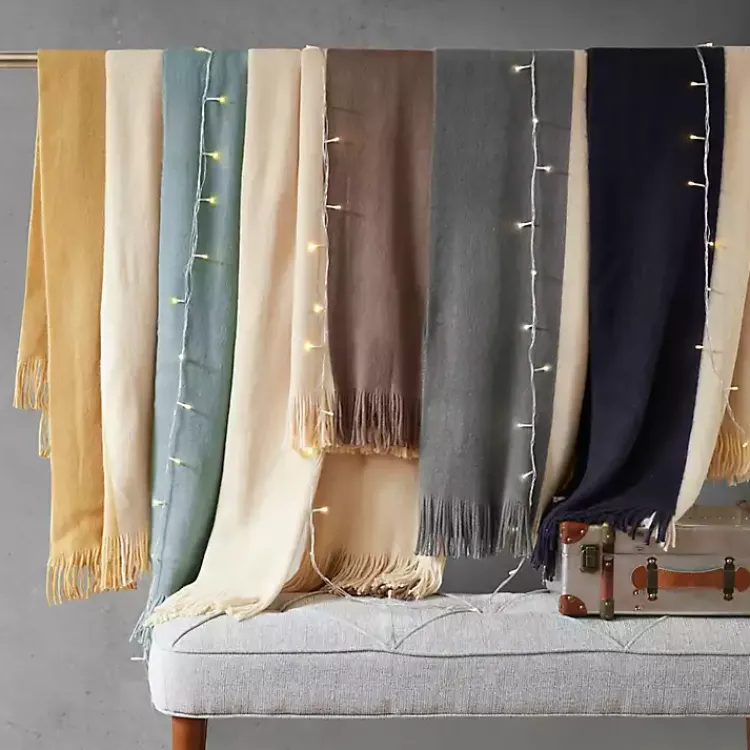 Blankets & Throws>Kirklands Home Faux Cashmere Color Block Throw Blanket Yellow