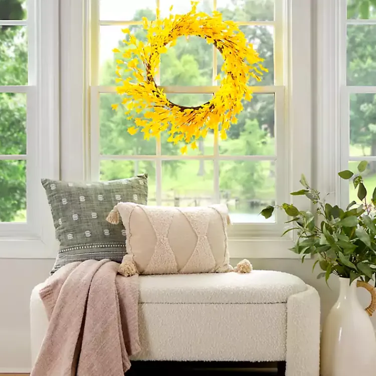 Wreaths>Kirklands Home Forsythia Flowers Wreath Yellow