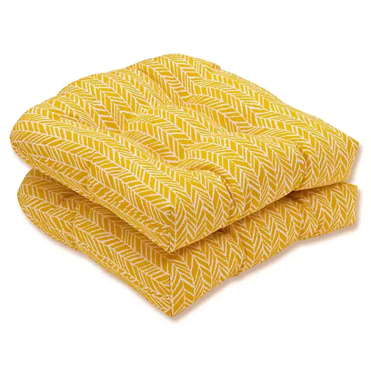 Kirklands Home Herringbone Outdoor Seat Cushions, Set of 2 Yellow Sale