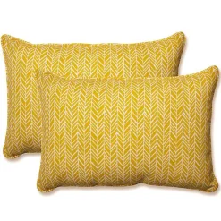 Kirklands Home Herringbone Outdoor Long Pillows, Set of 2 Yellow