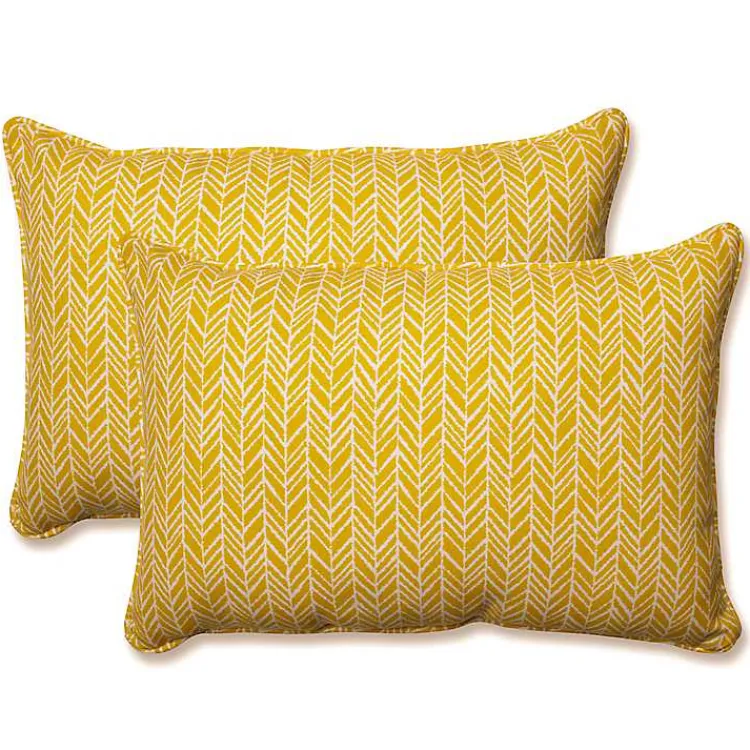 Kirklands Home Herringbone Outdoor Long Pillows, Set of 2 Yellow