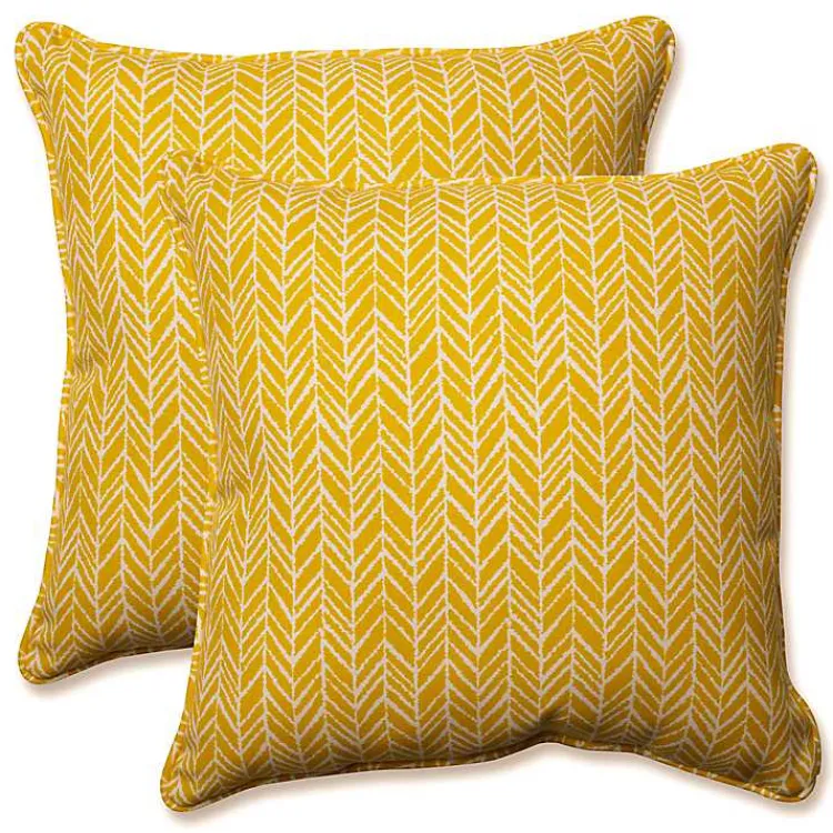 Kirklands Home Herringbone Outdoor Pillows, Set of 2 Yellow Outlet