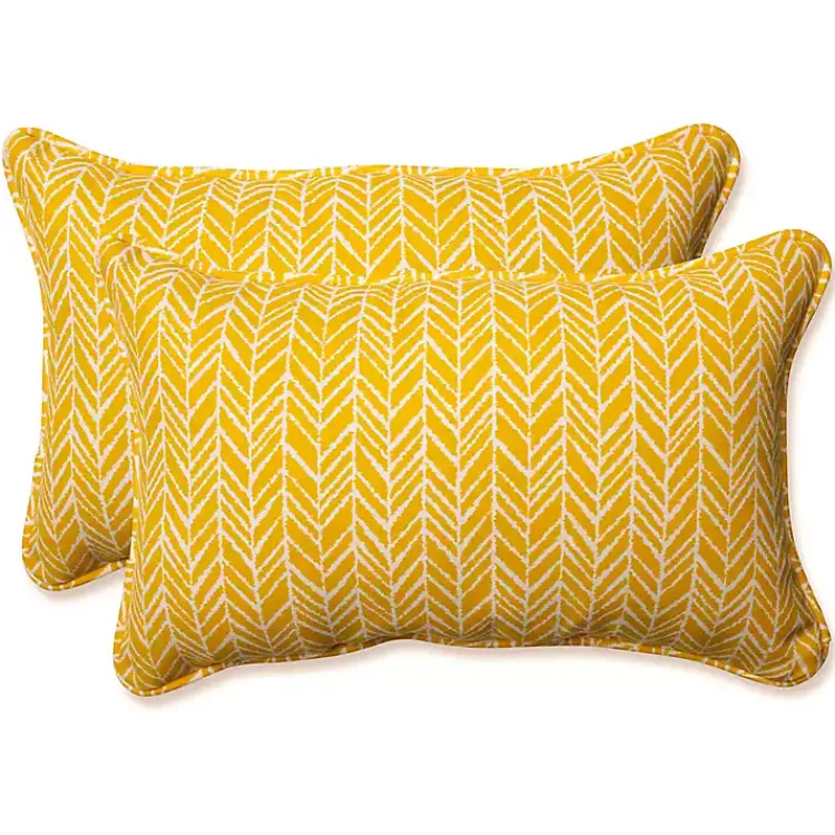 Kirklands Home Herringbone Outdoor Lumbar Pillow Set Yellow New