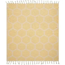 Blankets & Throws>Kirklands Home Honeycomb Cotton Throw Yellow
