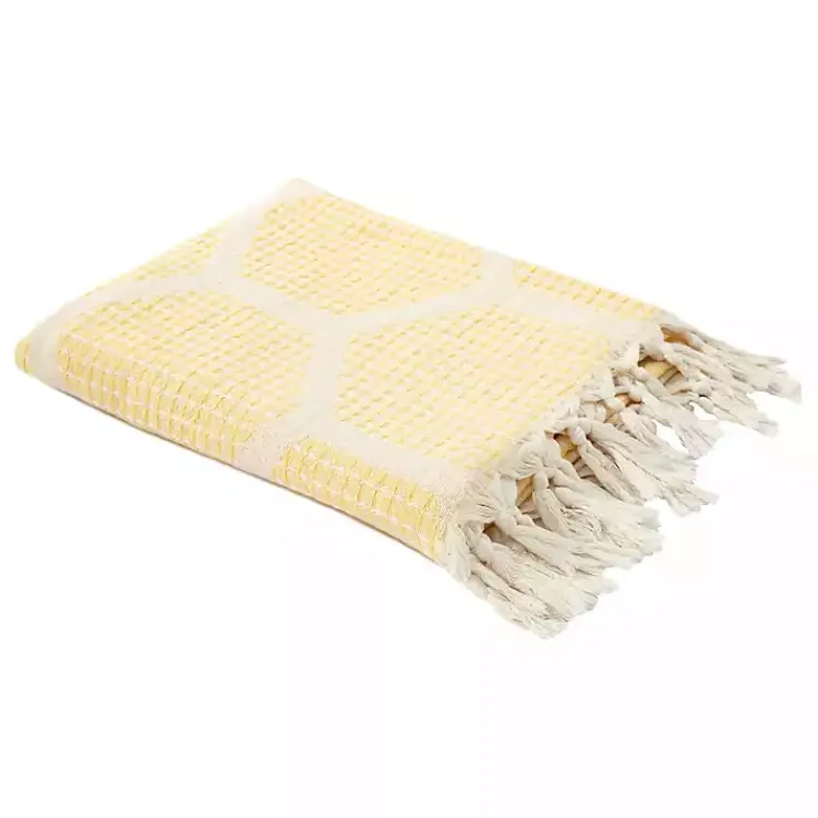 Blankets & Throws>Kirklands Home Honeycomb Cotton Throw Yellow
