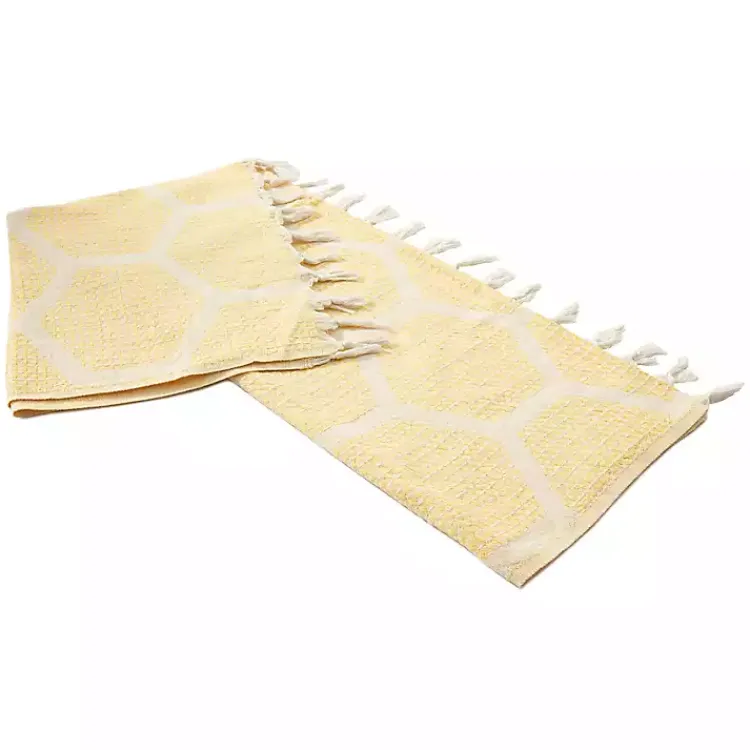 Blankets & Throws>Kirklands Home Honeycomb Cotton Throw Yellow