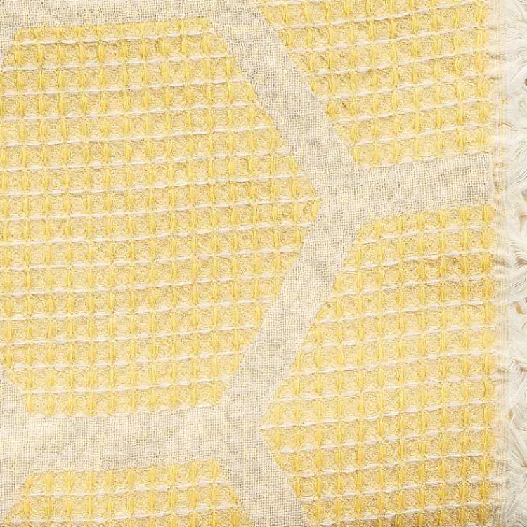 Blankets & Throws>Kirklands Home Honeycomb Cotton Throw Yellow