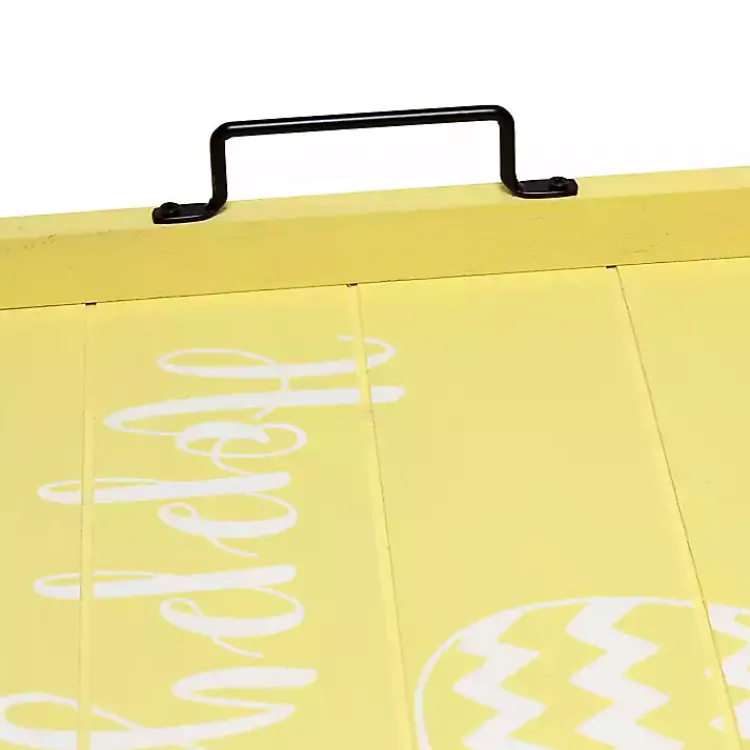Easter Decorations>Kirklands Home Hoppy Easter Wood Tray Yellow