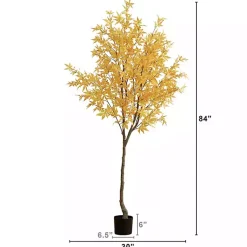 Trees & Topiaries>Kirklands Home Maple Tree in Black Planter, 7 ft. Yellow