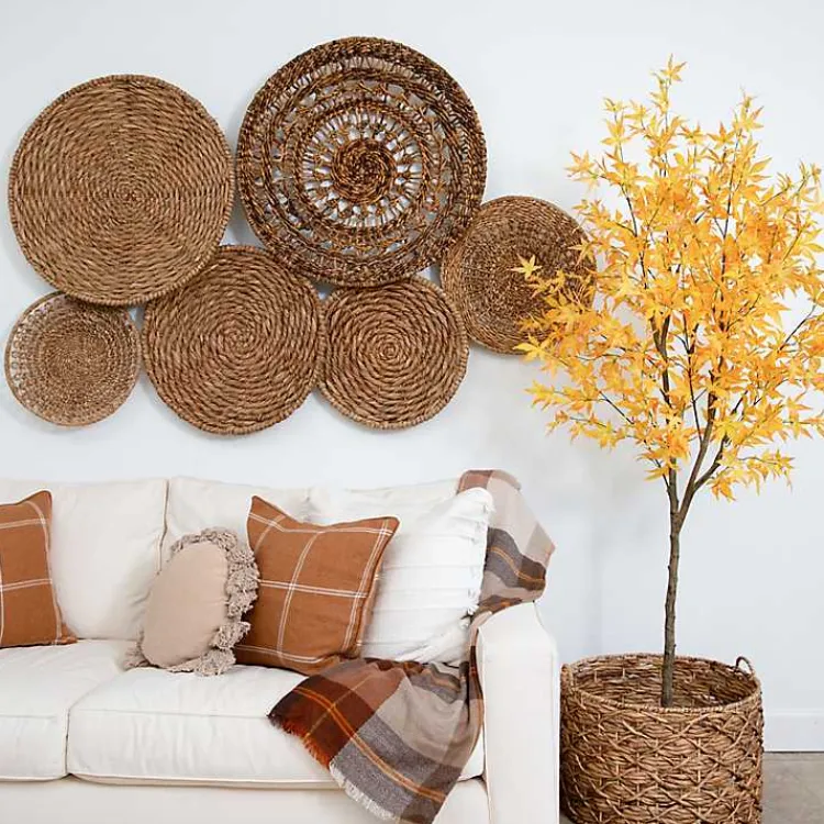 Trees & Topiaries>Kirklands Home Maple Tree in Black Planter, 7 ft. Yellow