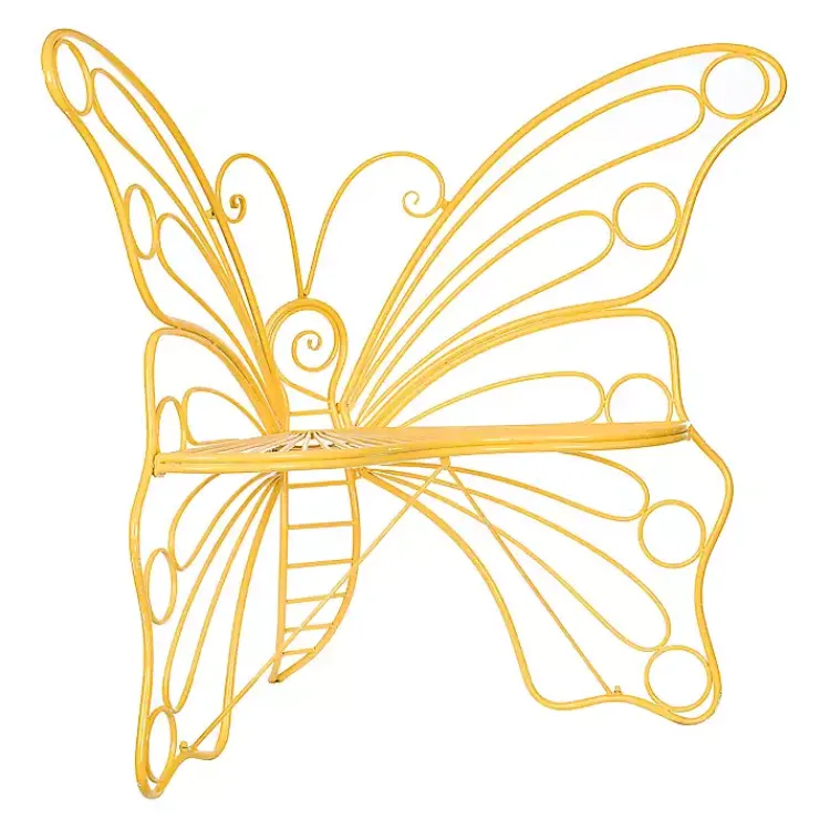 Kirklands Home Metal Butterfly Garden Chair Yellow Clearance