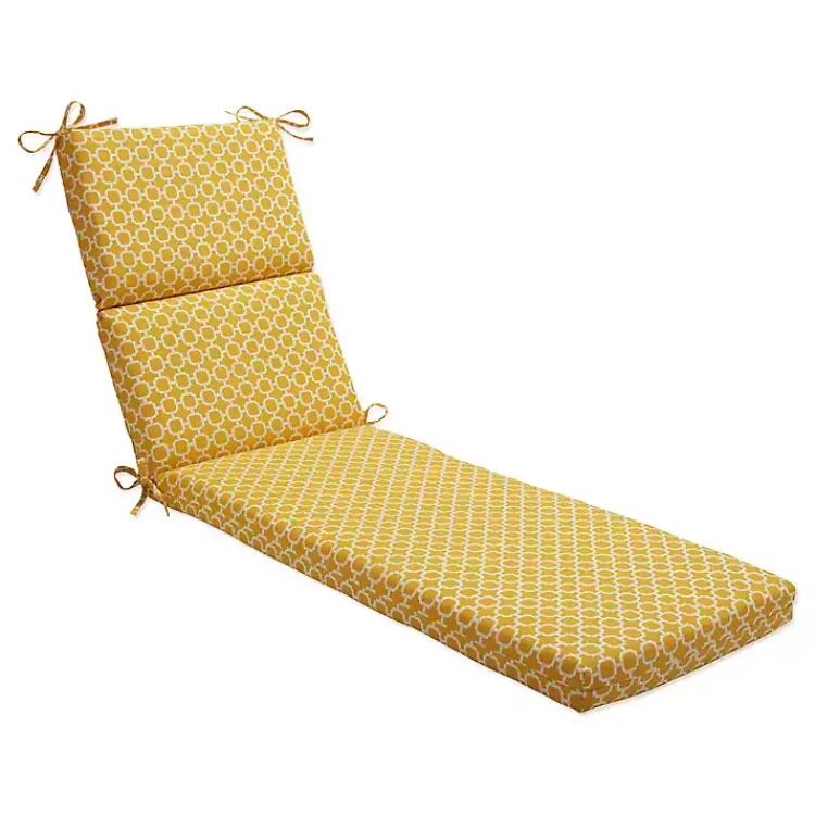 Kirklands Home Pattern Outdoor Chaise Cushion Yellow Discount