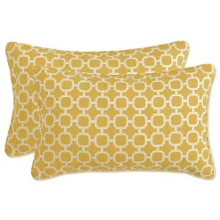 Kirklands Home Pattern Outdoor Lumbar Pillows, Set of 2 Yellow Sale