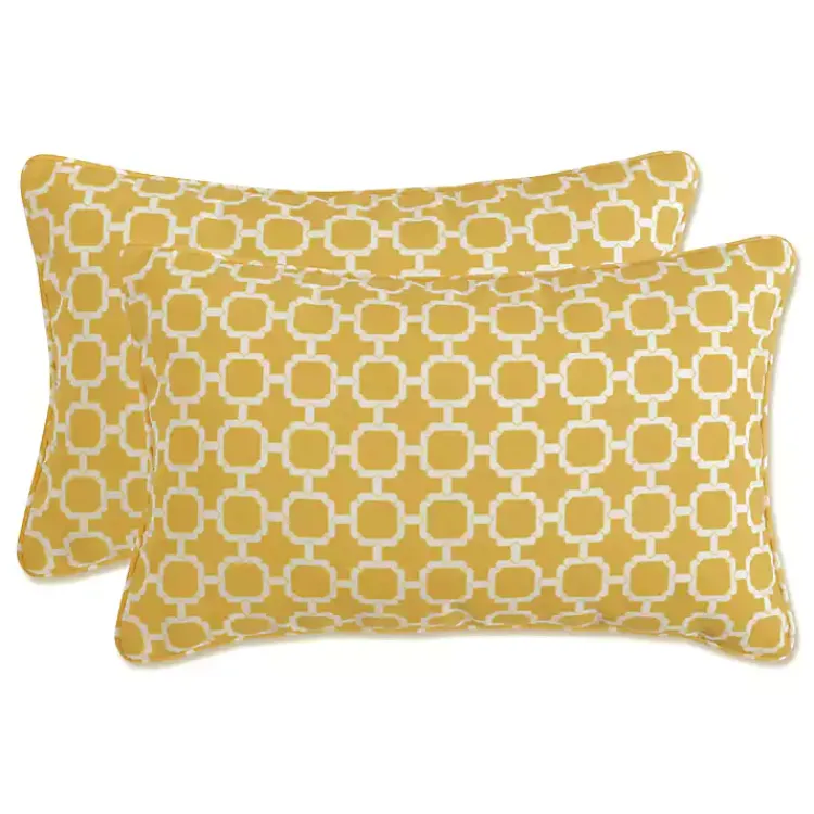 Kirklands Home Pattern Outdoor Lumbar Pillows, Set of 2 Yellow Sale