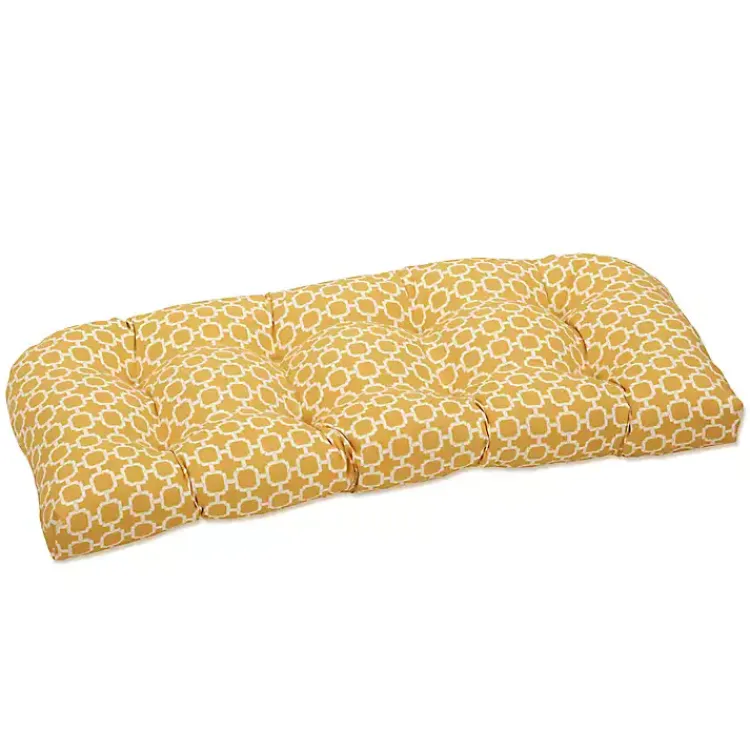 Kirklands Home Pattern Rounded Outdoor Settee Cushion Yellow Sale